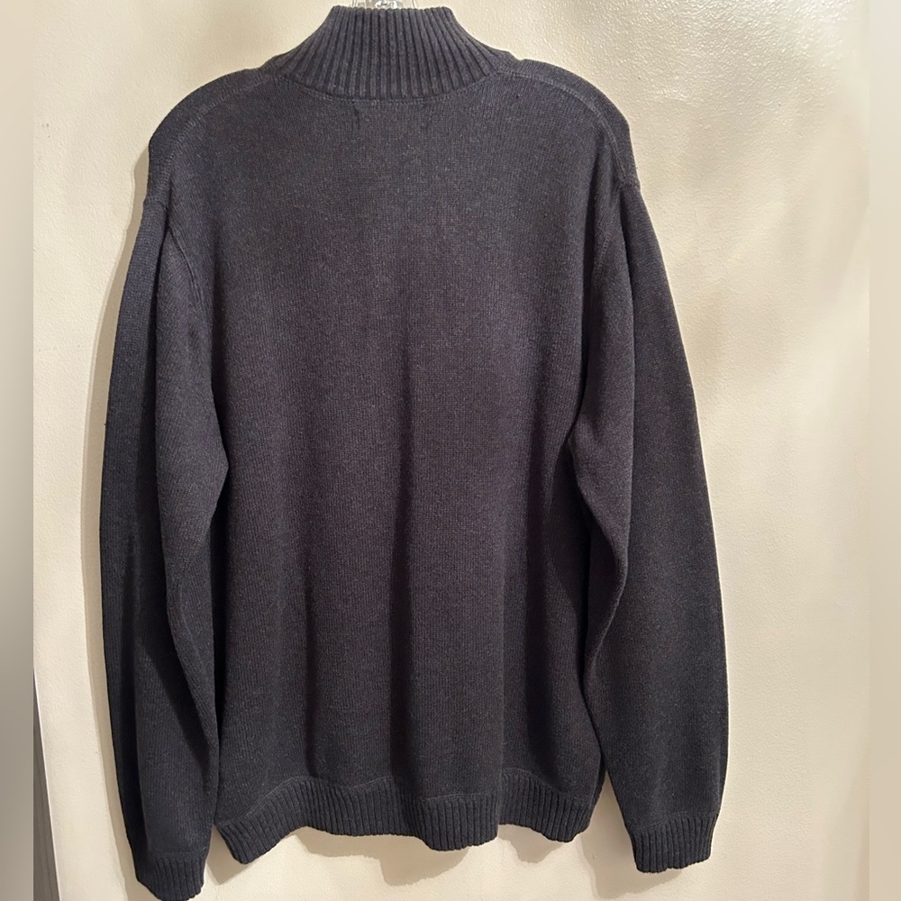 EUC Eddie Bauer Men’s Gray Mock-neck Knit Quarter Zip Sweater - Size XL - Picture 3 of 5